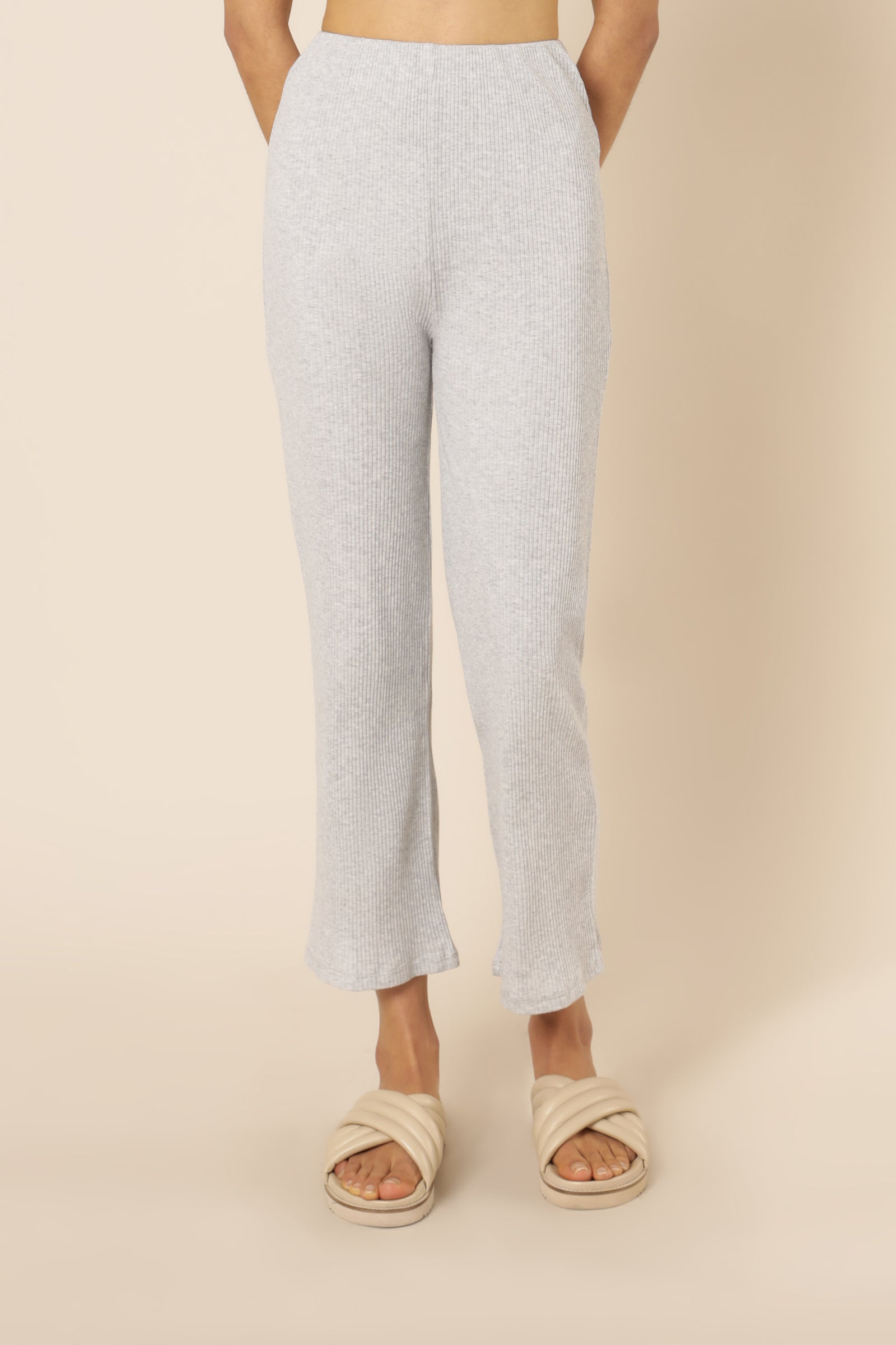 Nude Lucy nude ribbed lounge culotte grey marle pants