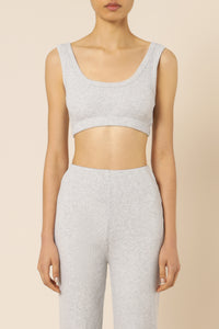 Nude Lucy nude ribbed lounge crop top grey marle top