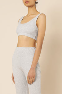 Nude Lucy nude ribbed lounge crop top grey marle top