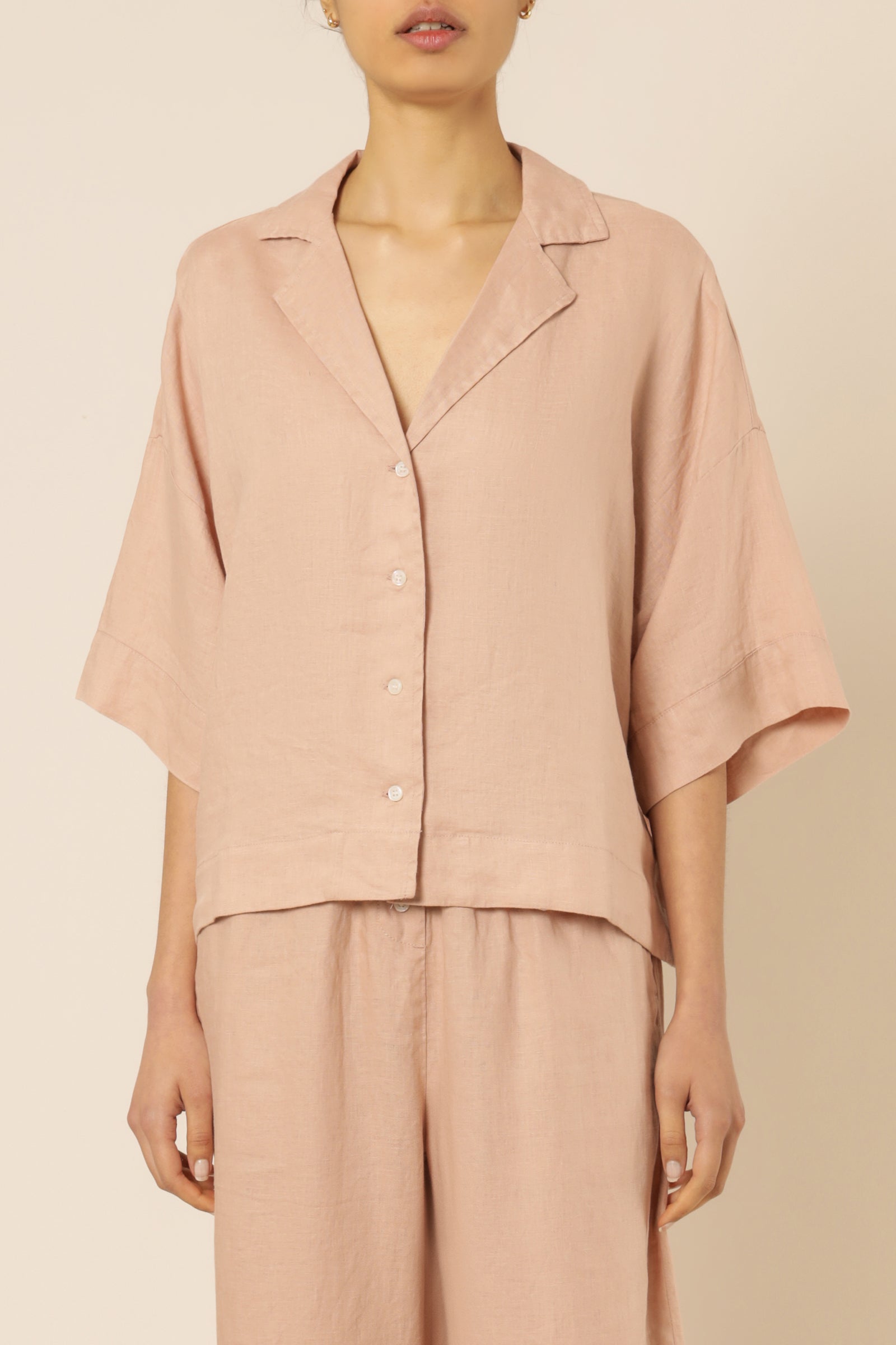 Nude Lucy Nude Lounge Linen Shirt Clay Shirt 