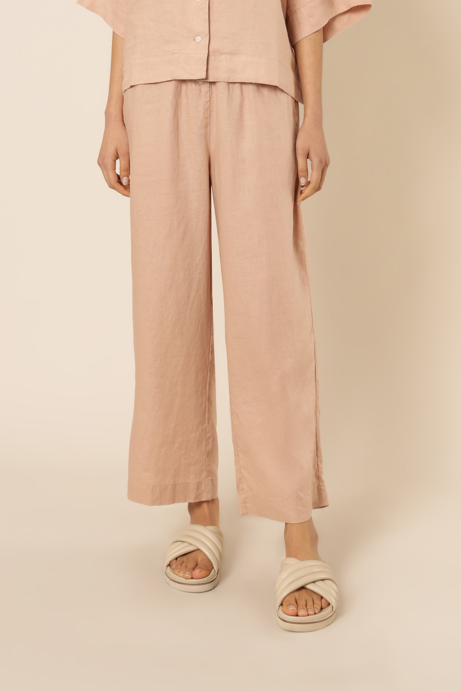 Nude Lucy Nude Lounge Linen Crop Pant Clay Pants 
