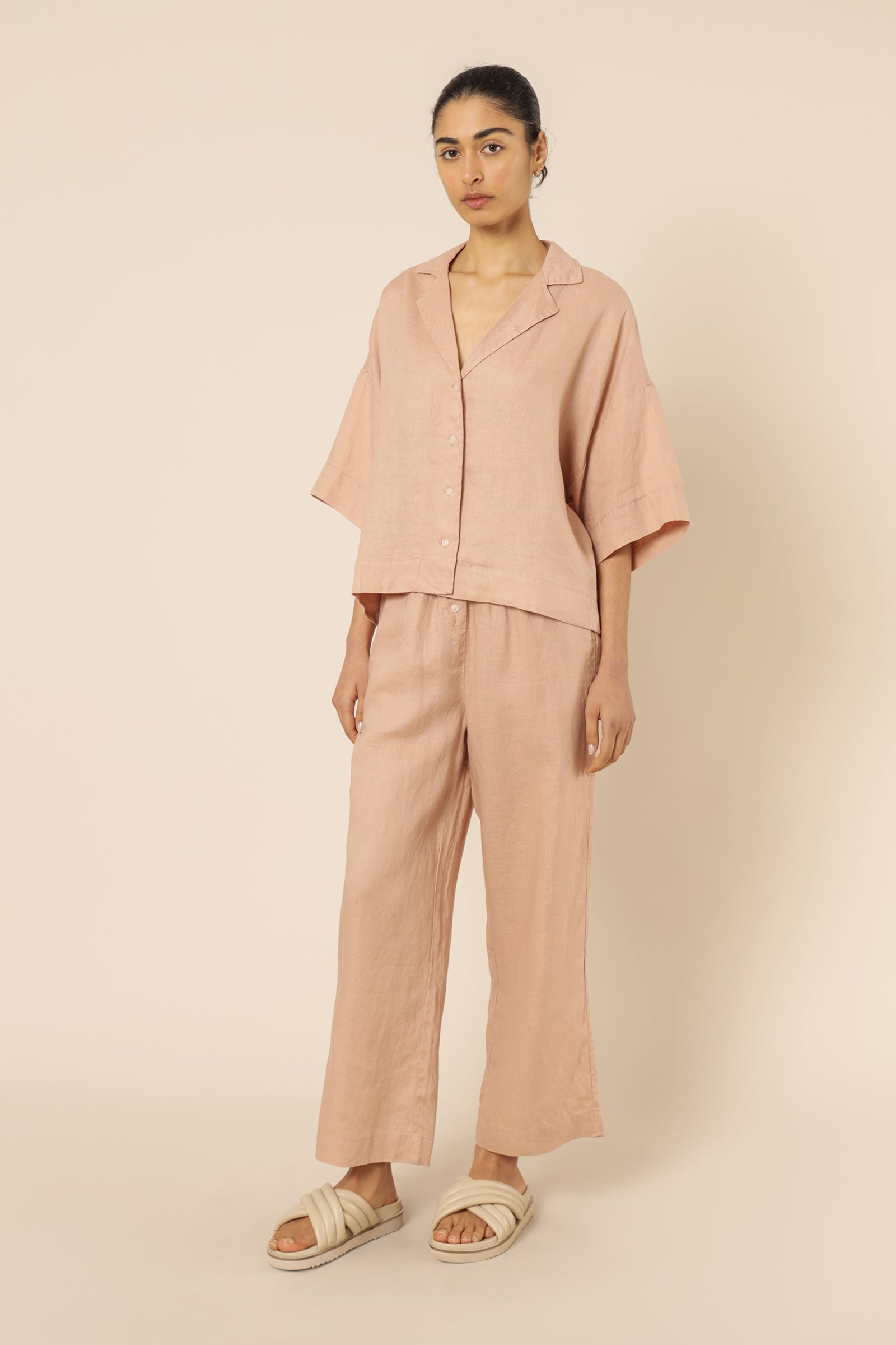 Nude Lucy Nude Lounge Linen Shirt Clay Shirt 