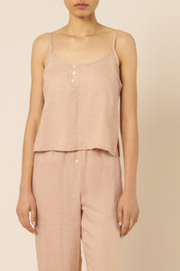 Nude Lucy nude linen lounge cami clay top