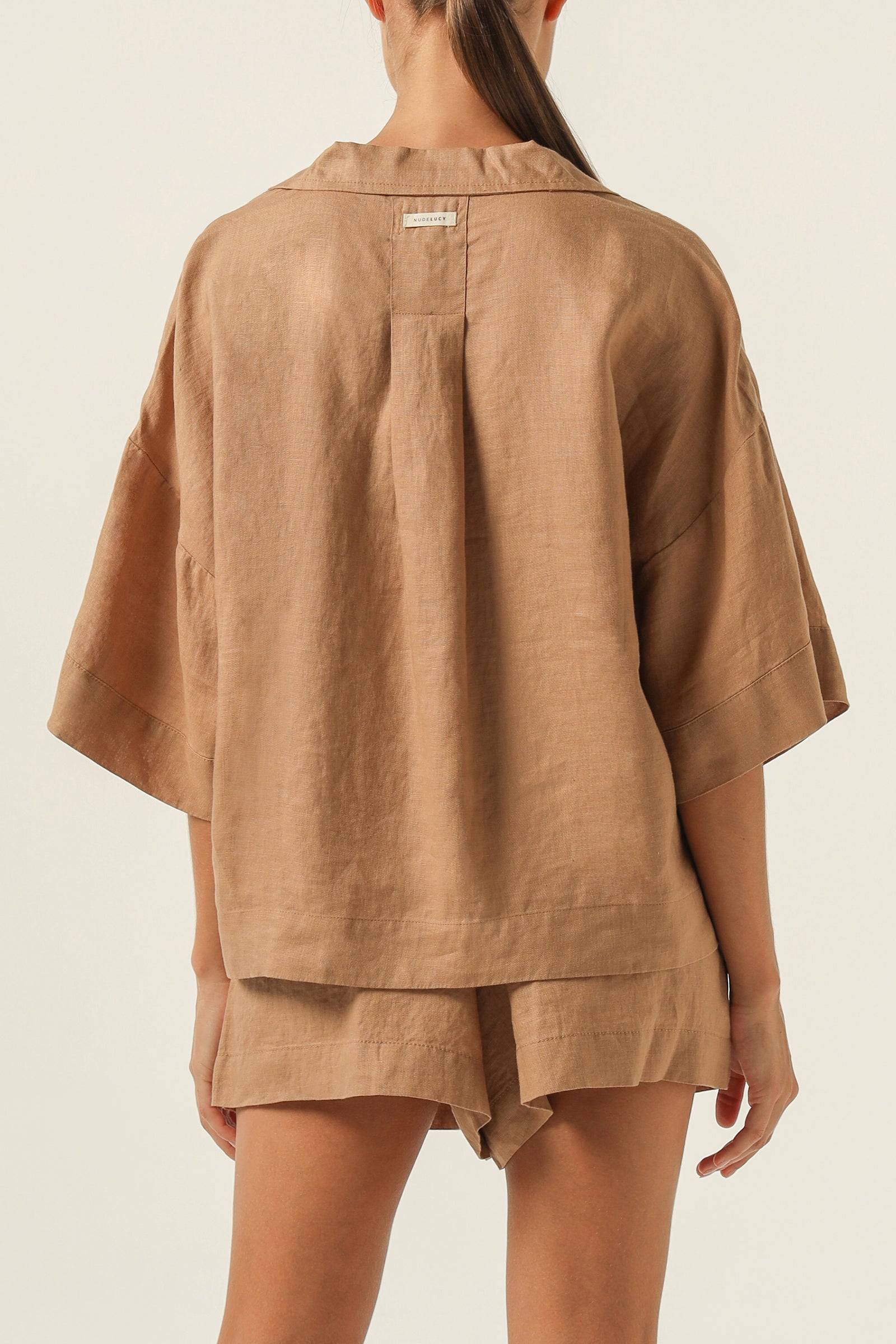 Nude Lucy Lounge Linen Shirt In A Brown Coffee Colour 