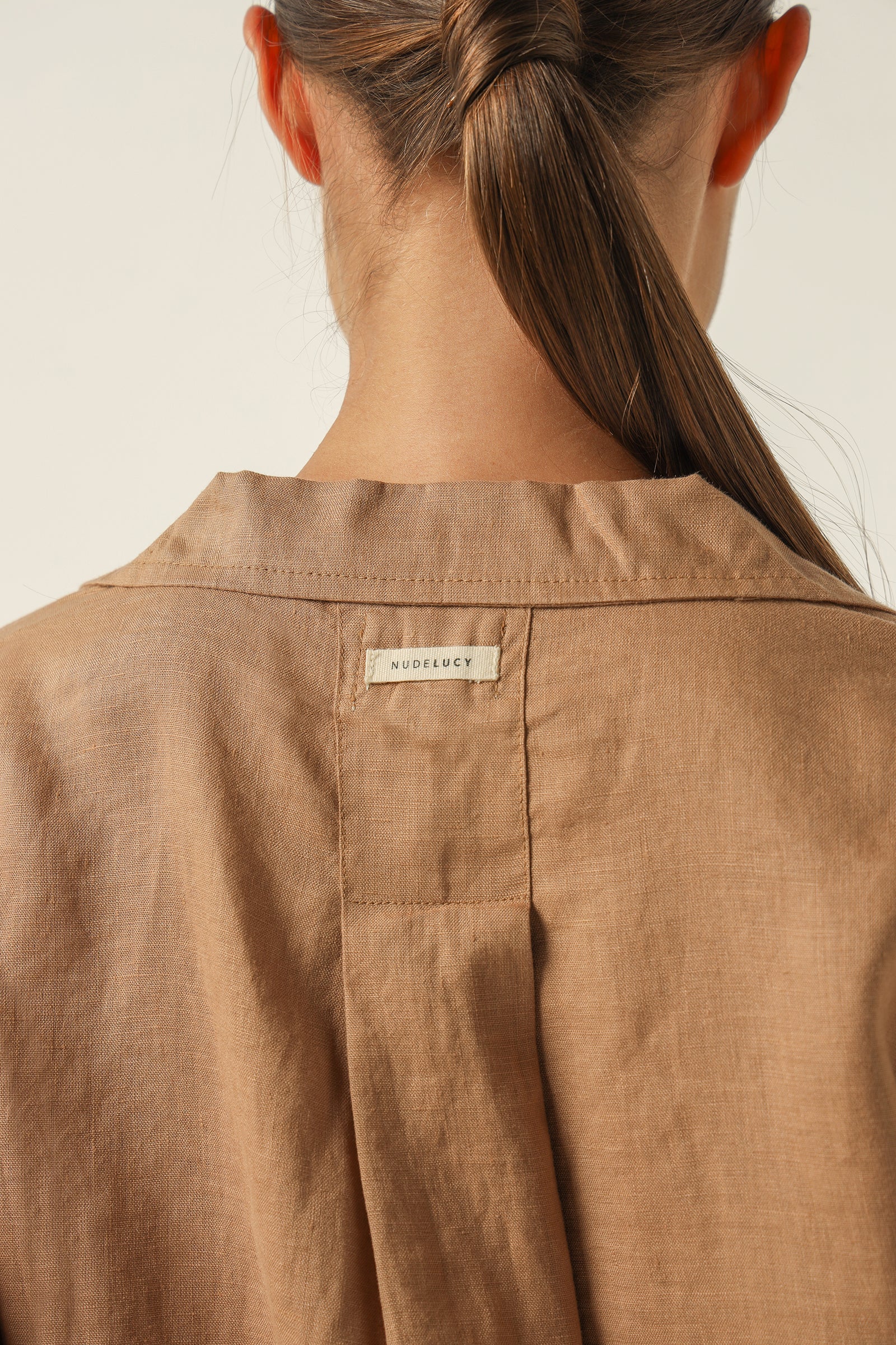 Nude Lucy Lounge Linen Shirt In A Brown Coffee Colour 