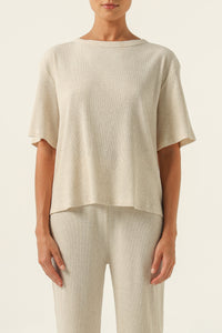 Nude Lucy Lounge Rib Tee Cream in Marle
