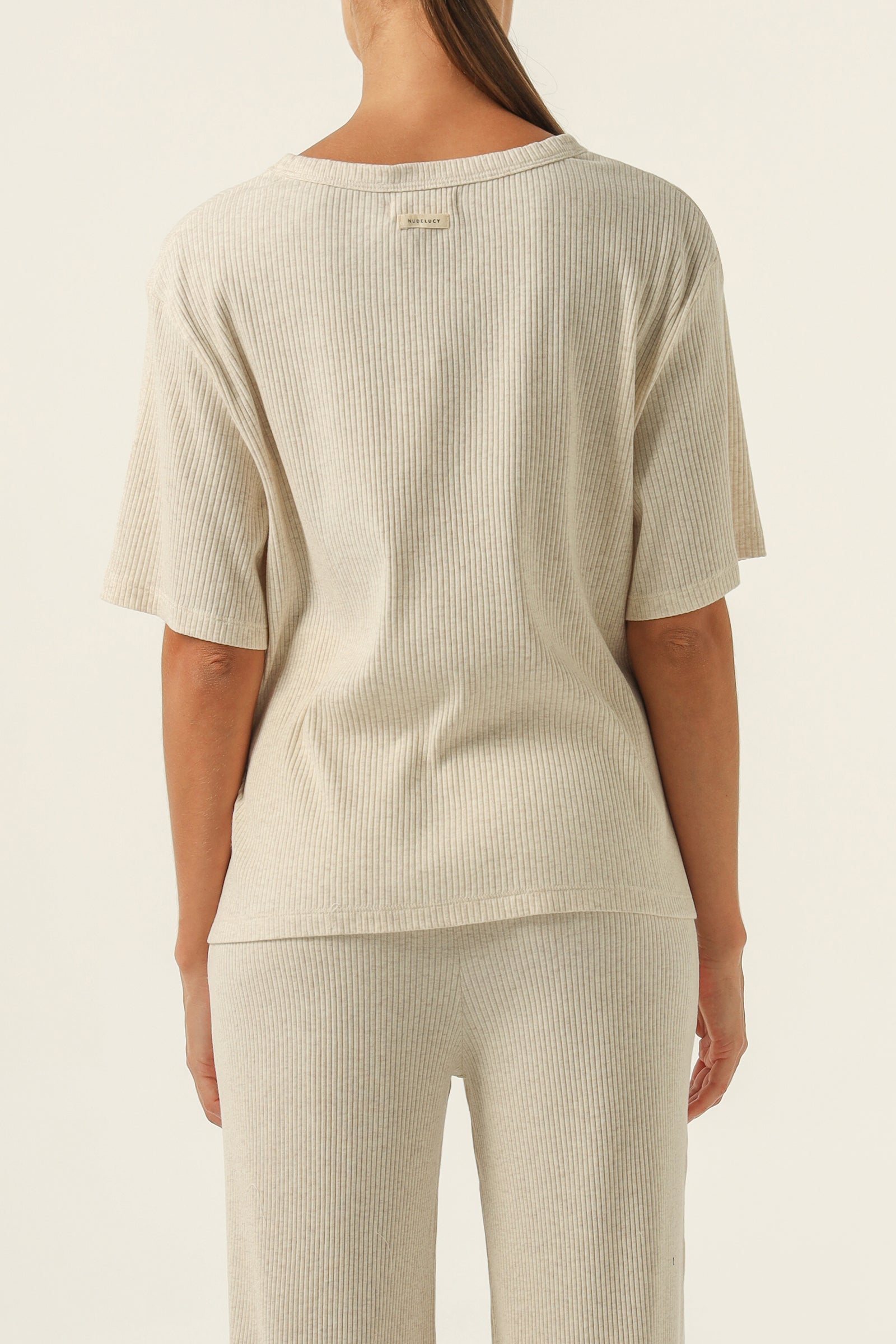 Nude Lucy Lounge Rib Tee Cream In Marle 