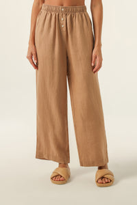 Nude Lucy Lounge Linen Crop Pant in a Brown Coffee Colour