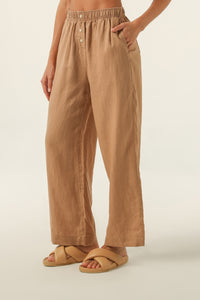 Nude Lucy Lounge Linen Crop Pant in a Brown Coffee Colour