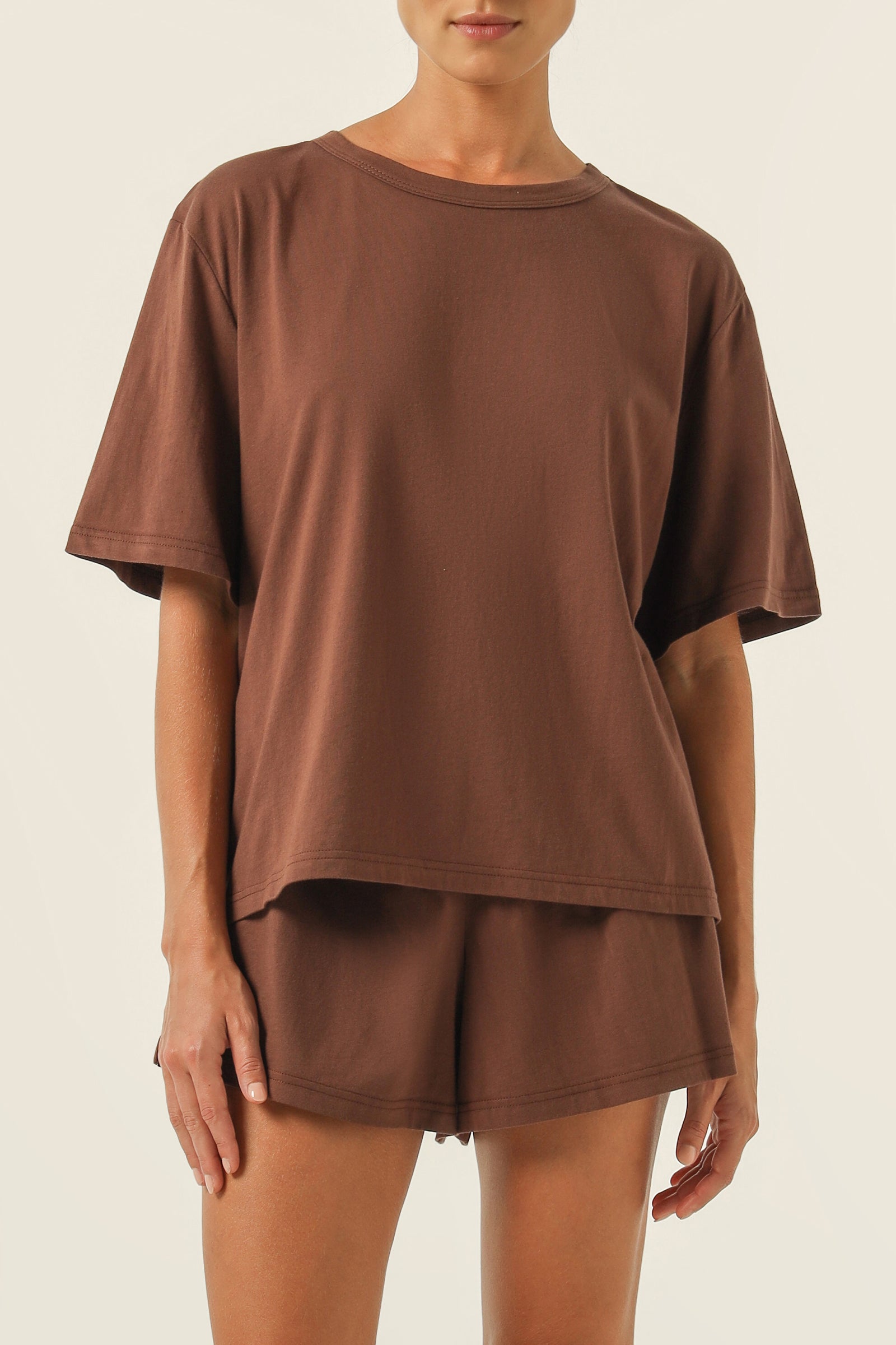 Nude Lucy Nude Lounge Jersey Tee In A Brown Cedar Colour 