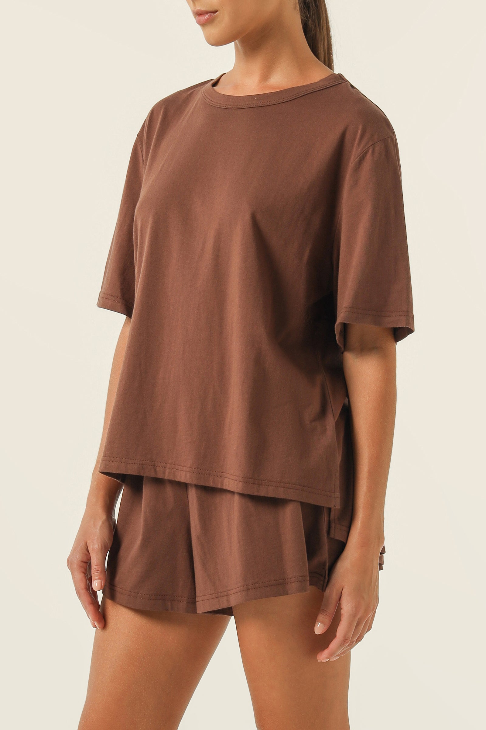 Nude Lucy Nude Lounge Jersey Tee In A Brown Cedar Colour 
