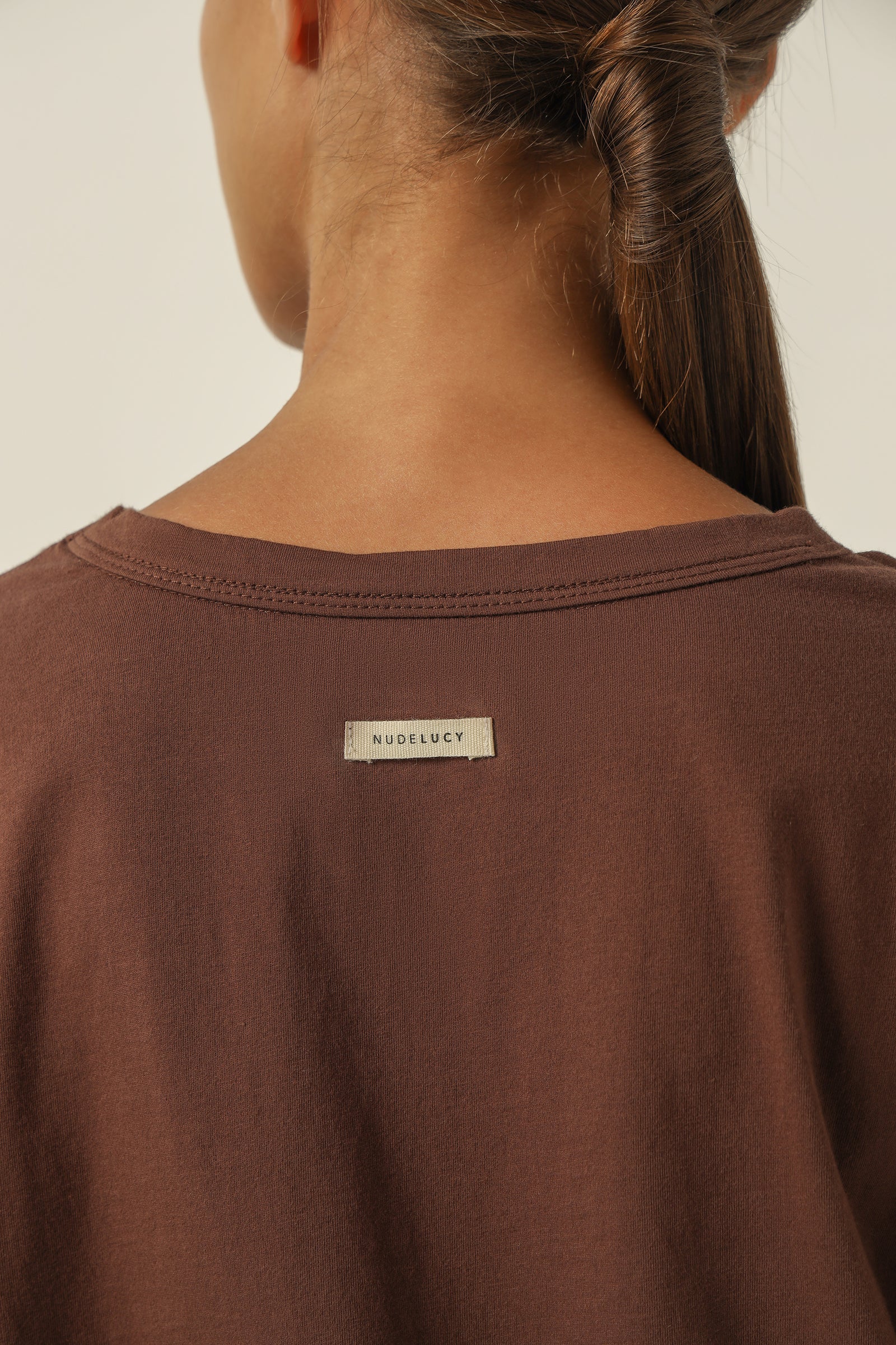 Nude Lucy Nude Lounge Jersey Tee In A Brown Cedar Colour 