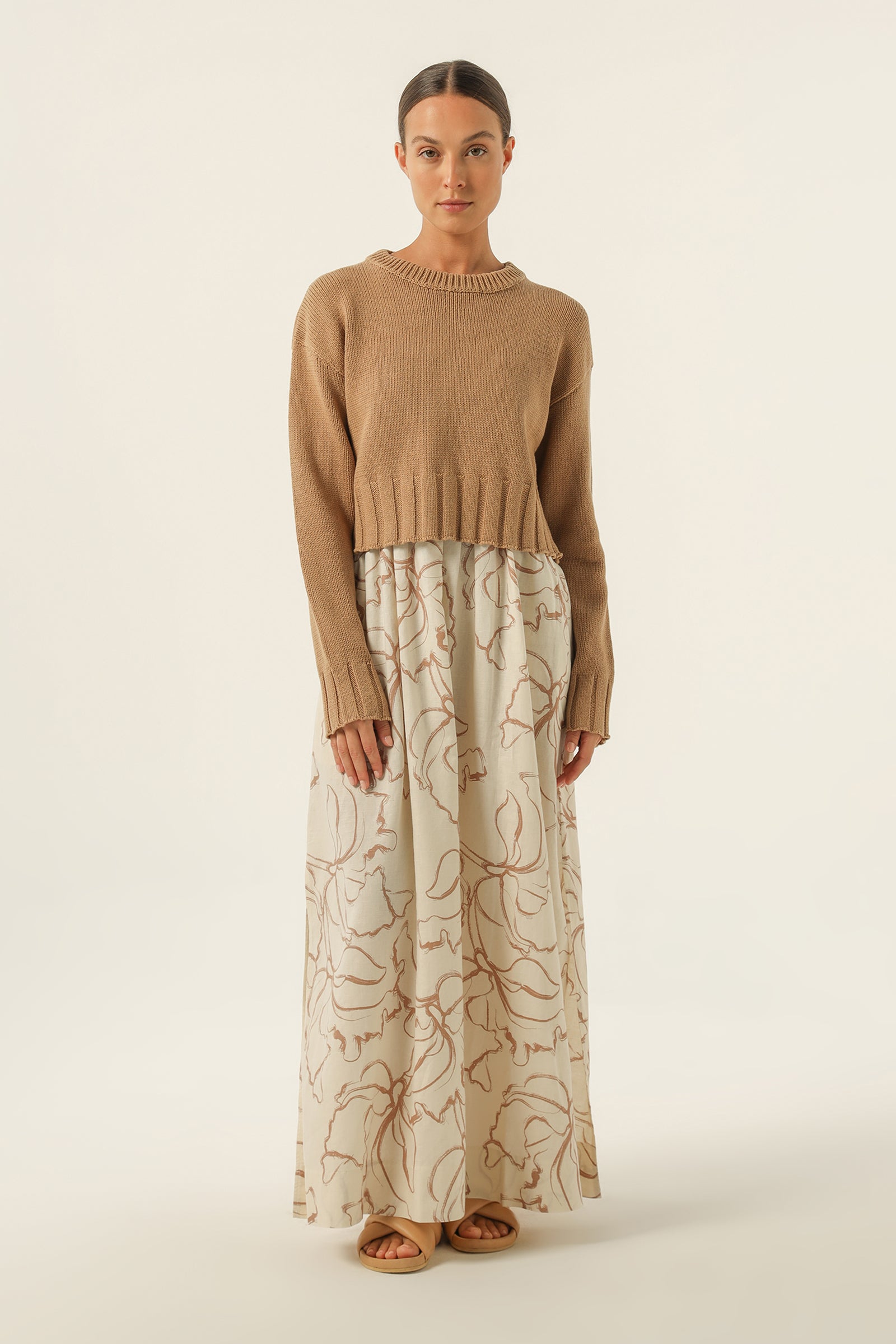 Nude Lucy Rory Knit Jumper In A Brown Coffee Colour 