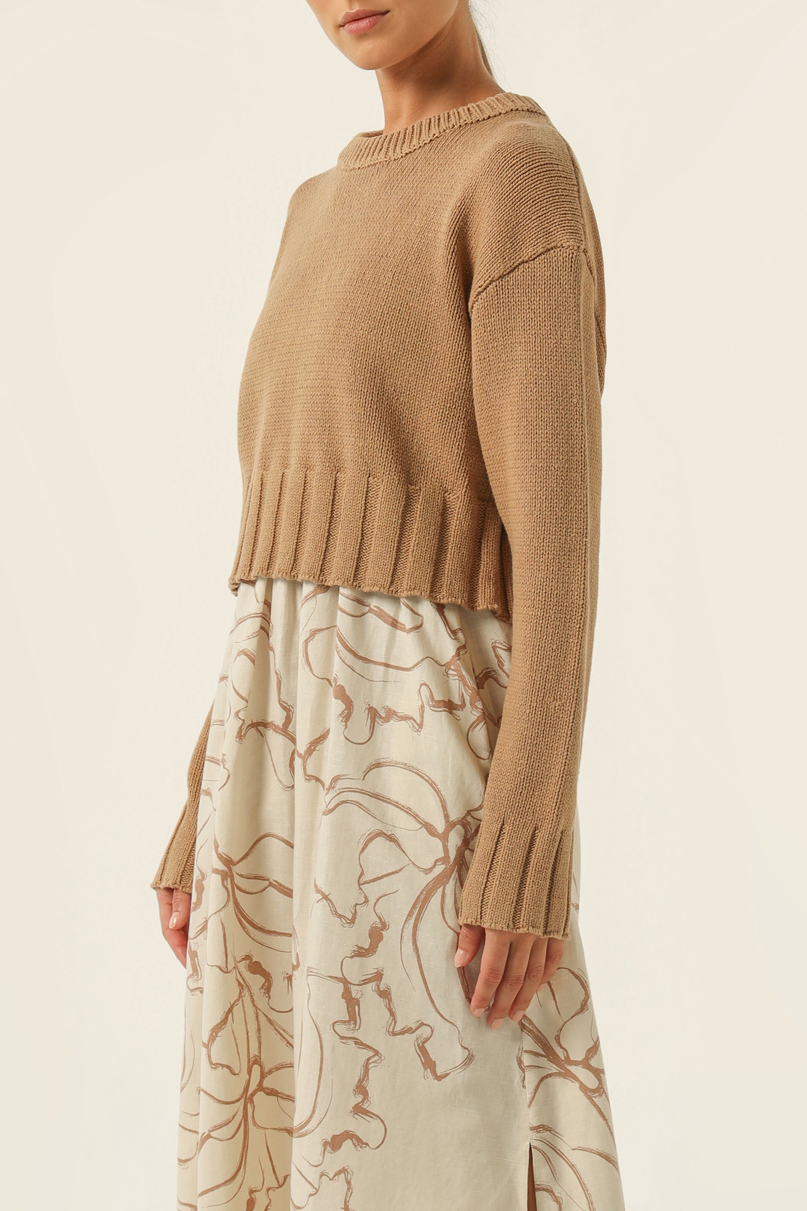 Nude Lucy Rory Knit Jumper In A Brown Coffee Colour 