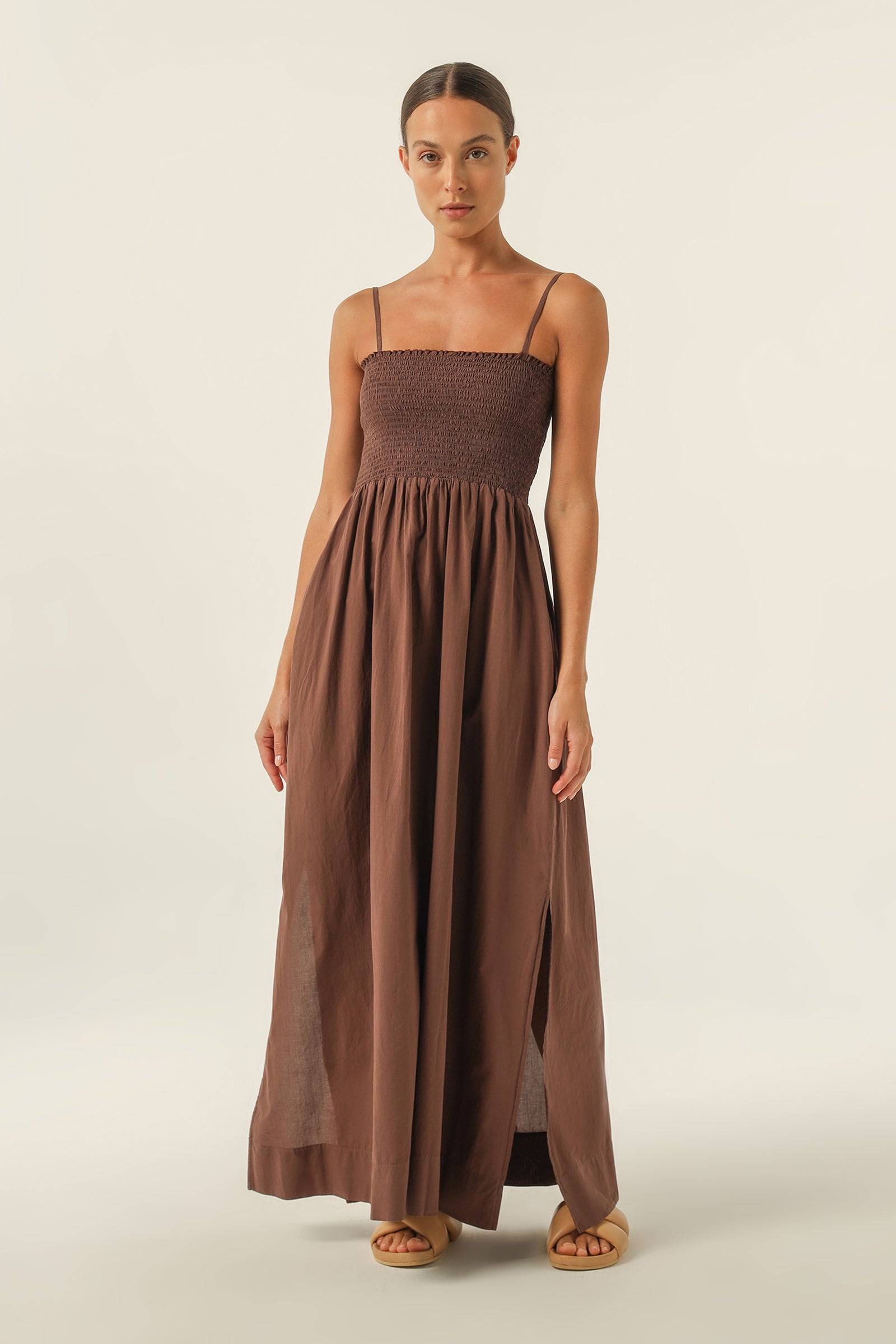 Nude Lucy Rylee Maxi Dress In A Brown Cedar Colour 