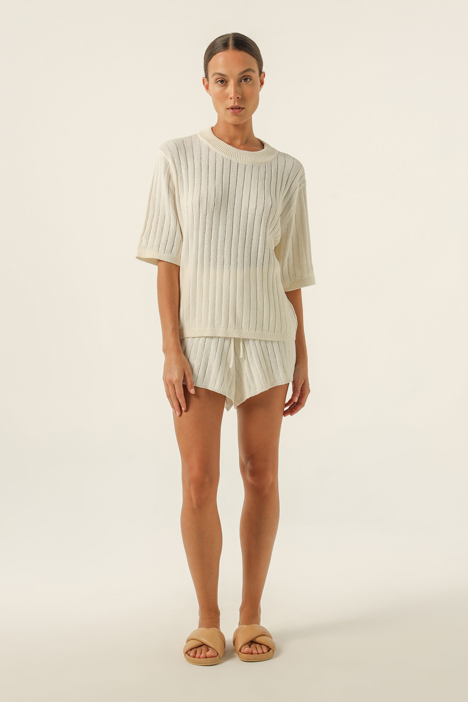 Nude Lucy Kimia Knit Top In A White Salt Colour 