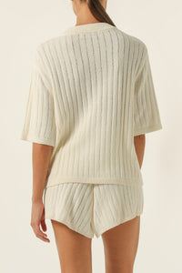 Nude Lucy Kimia Knit Top In A White Salt Colour