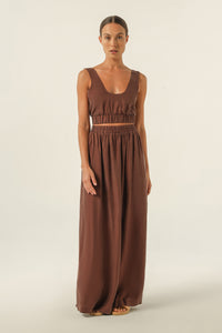 Nude Lucy Gia Cupro Crop Top In a Brown Clove Colour