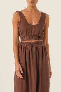 Nude Lucy Gia Cupro Crop Top In a Brown Clove Colour