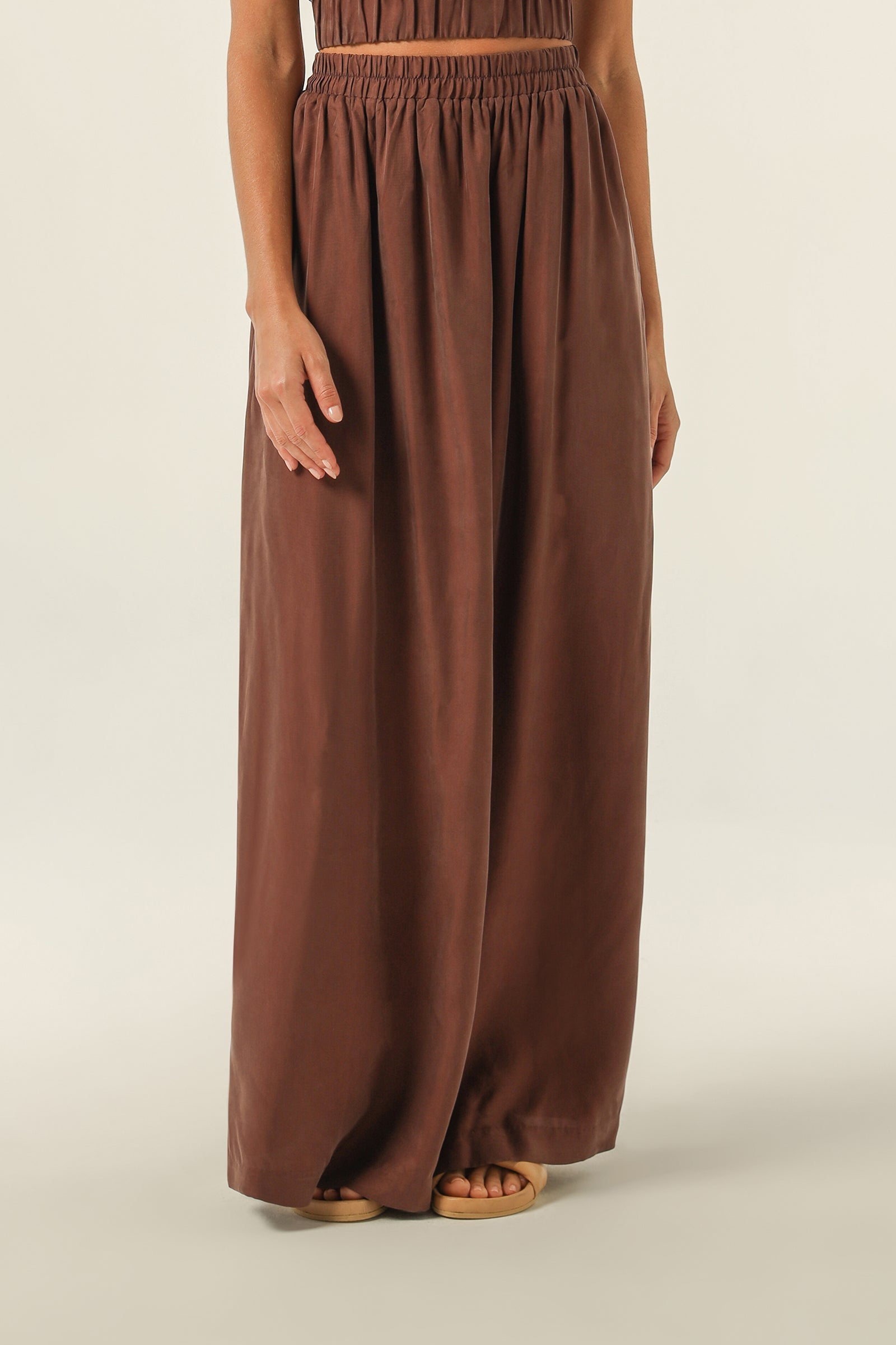 Nude Lucy Gia Cupro Maxi Skirt In A Brown Clove Colour 