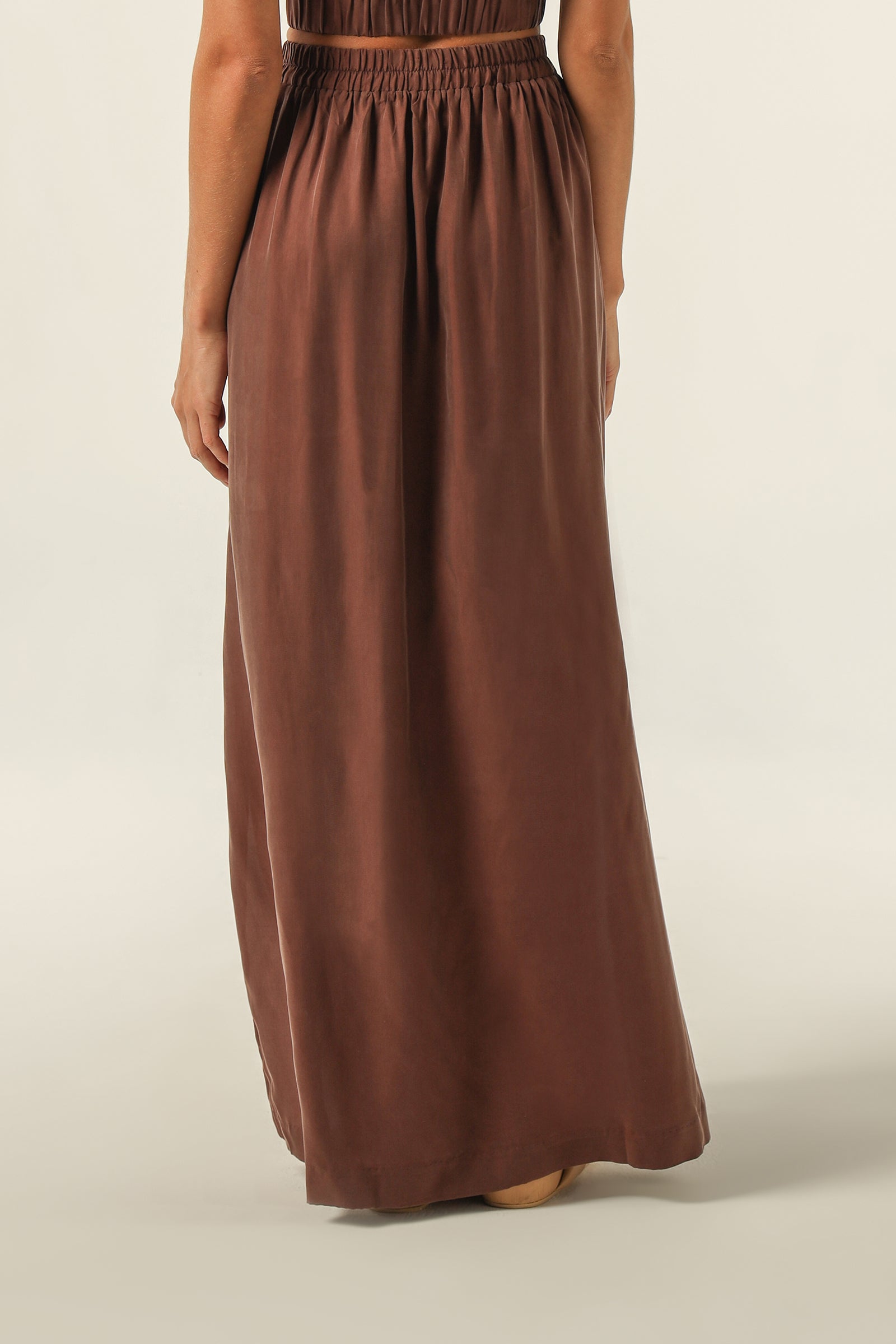 Nude Lucy Gia Cupro Maxi Skirt In A Brown Clove Colour 