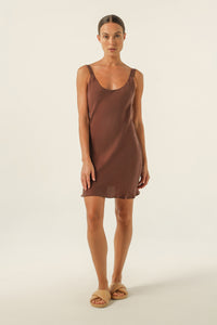 Nude Lucy Harlow Cupro Mini Dress In a Brown Clove Colour