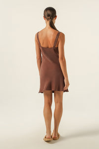 Nude Lucy Harlow Cupro Mini Dress In a Brown Clove Colour
