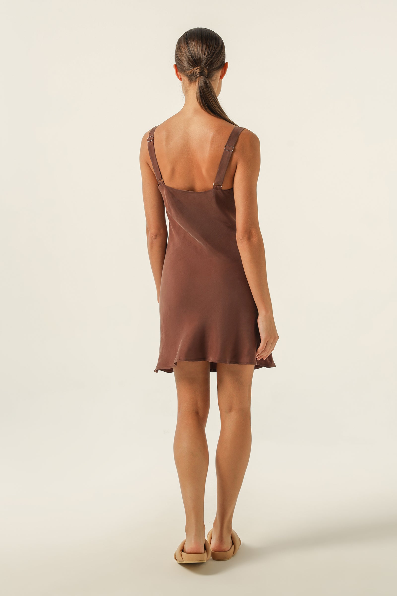 Nude Lucy Harlow Cupro Mini Dress In A Brown Clove Colour 