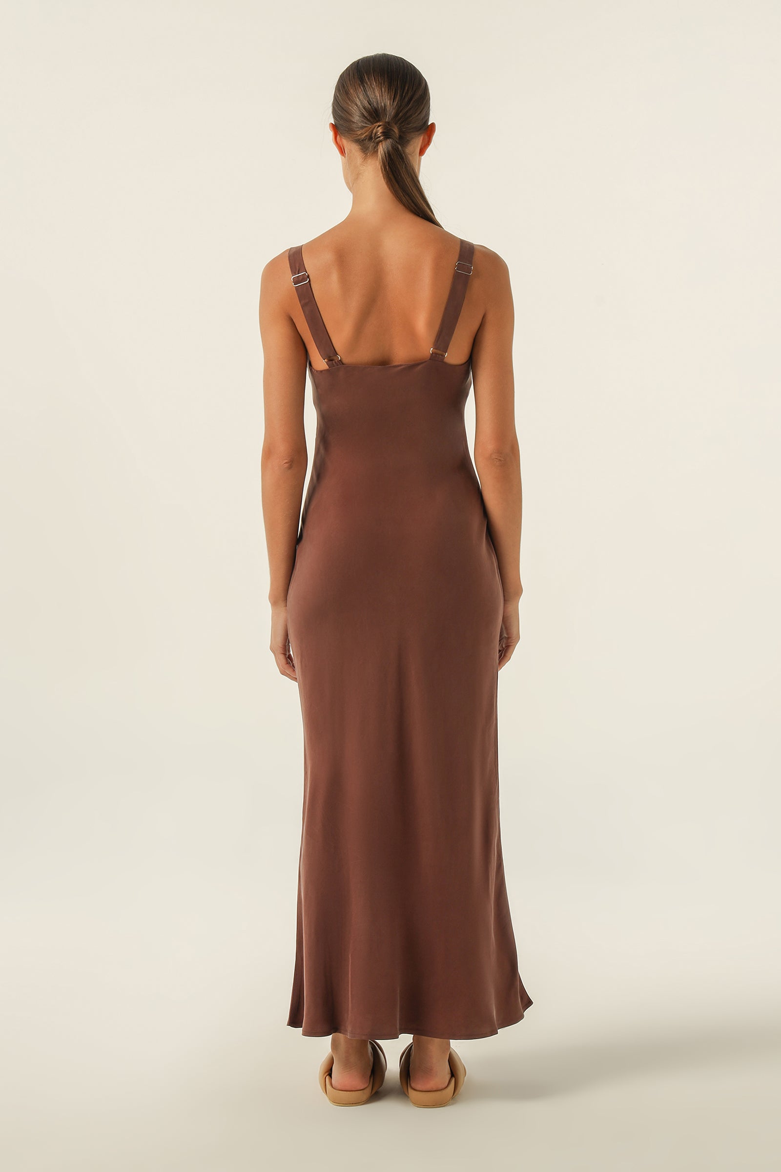 Nude Lucy Harlow Cupro Slip Dress In a Brown Clove Colour