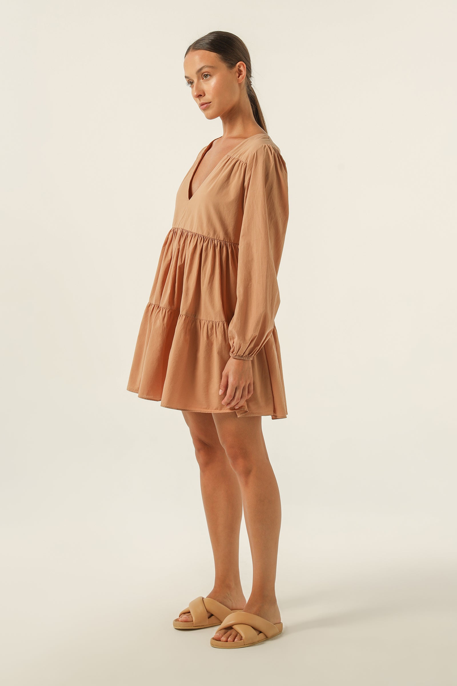 Nude Lucy Rylee Mini Dress In A Brown Coffee Colour 