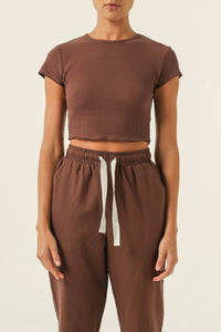 Nude Lucy Cameron Waffle Tee In a Brown Cedar Colour