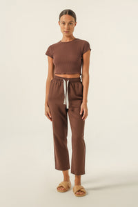 Nude Lucy Cameron Waffle Tee In a Brown Cedar Colour