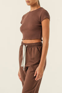 Nude Lucy Cameron Waffle Tee In a Brown Cedar Colour