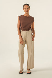 Nude Lucy Rowan Organic Drawstring Tank In a Brown Cedar Colour