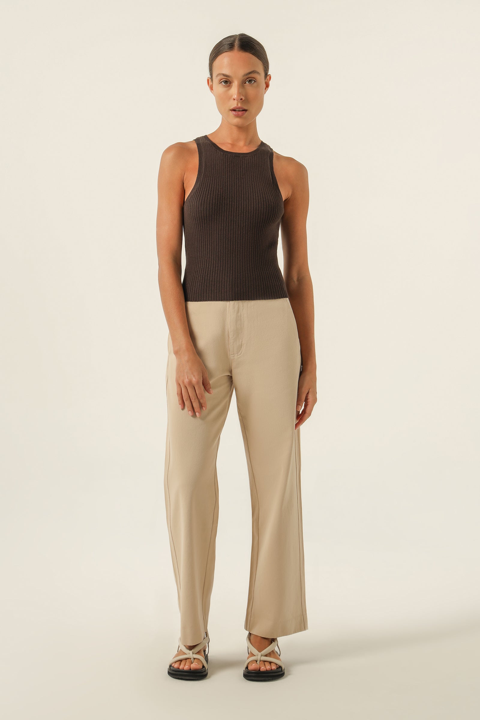 Nude Lucy Nude Classic Knit Tank In A Brown Cedar Colour 