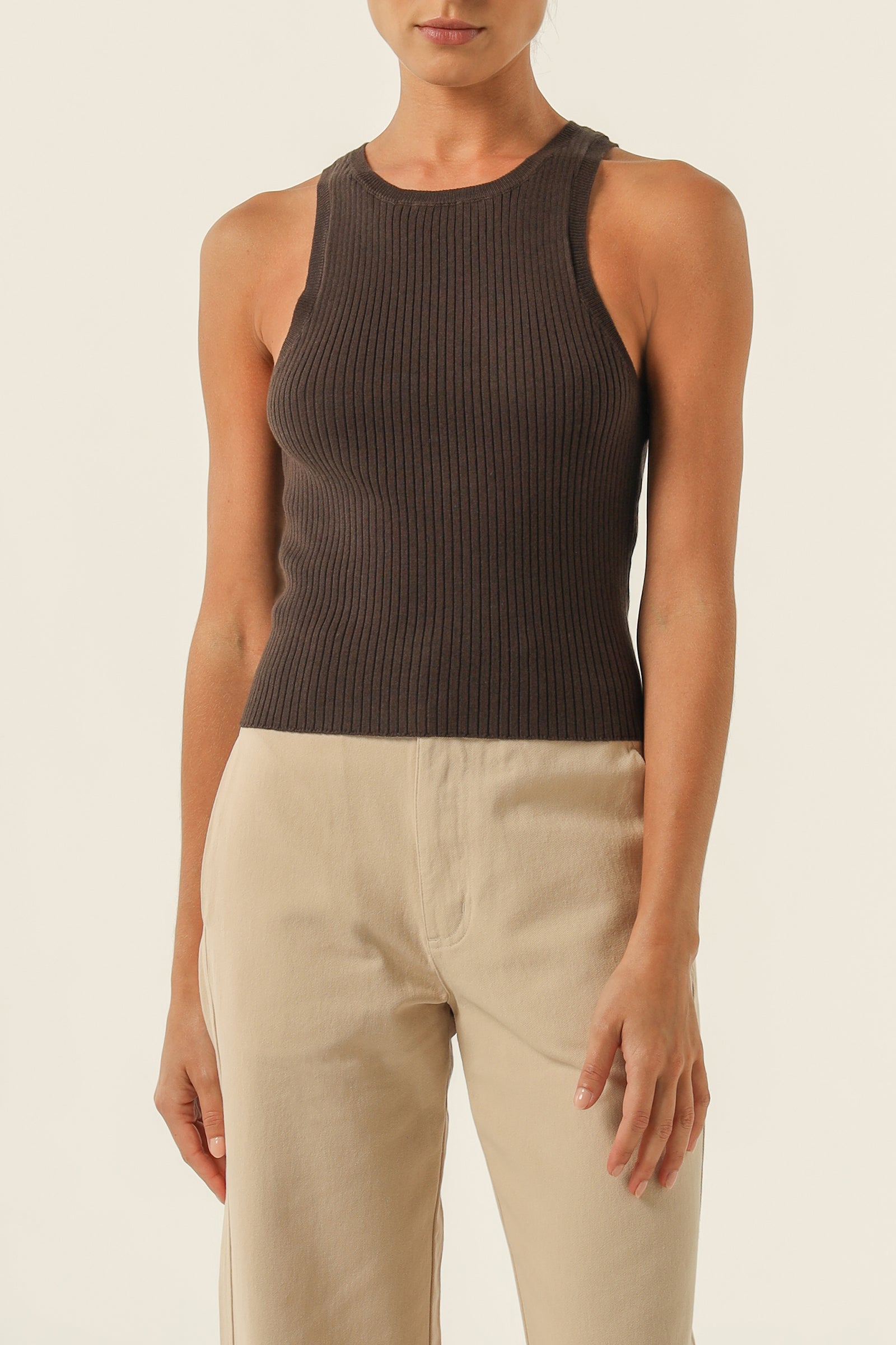 Nude Lucy Nude Classic Knit Tank In A Brown Cedar Colour 