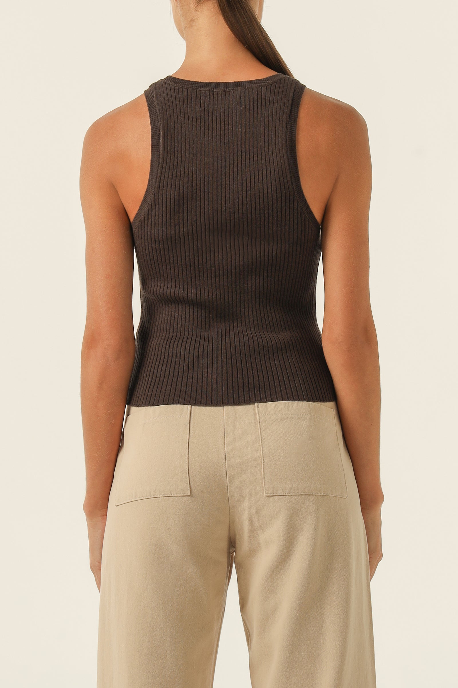 Nude Lucy Nude Classic Knit Tank In A Brown Cedar Colour 