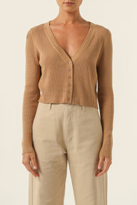 Nude Lucy Alma Cardigan in a Brown Coffee Colour