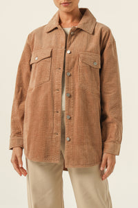 Nude Lucy Paige Corduroy Shacket in a Brown Coffee Colour