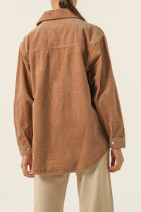 Nude Lucy Paige Corduroy Shacket in a Brown Coffee Colour