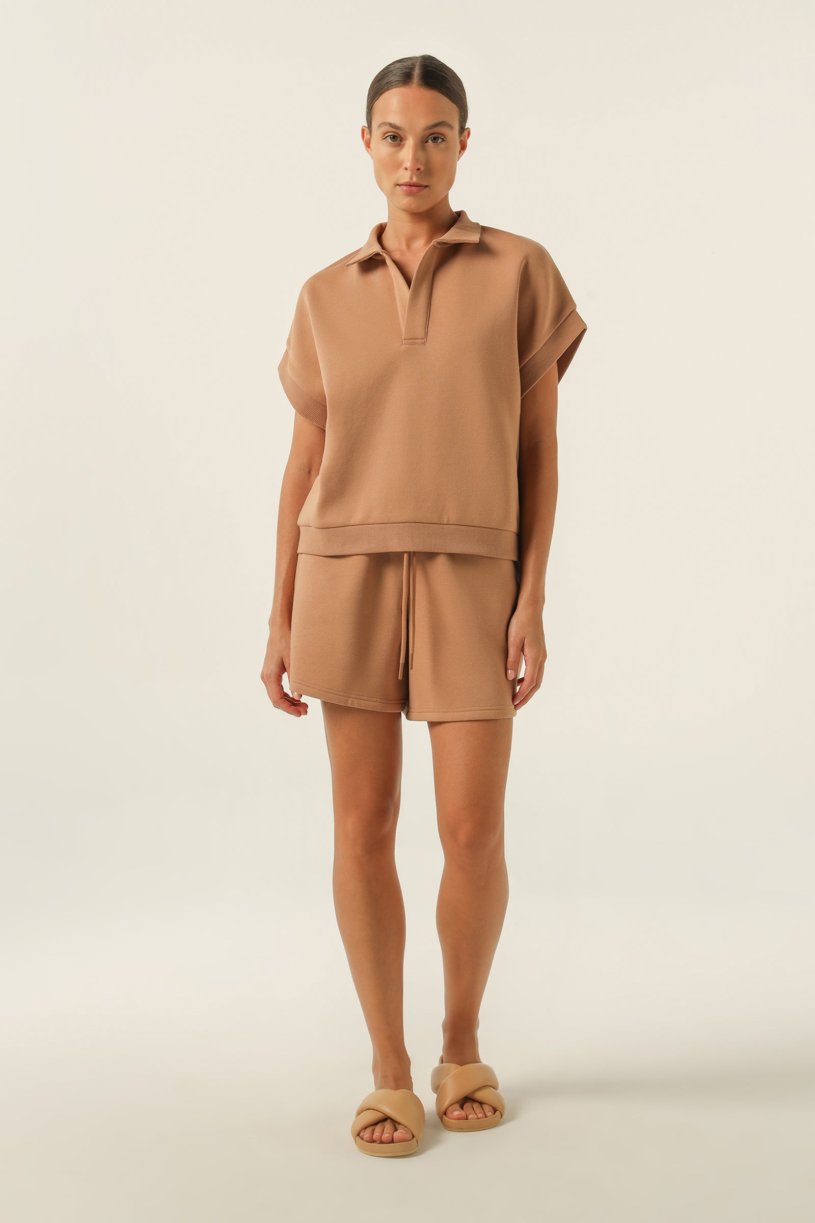 Nude Lucy Carter Rugby Vest in a Brown Coffee Colour