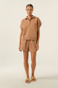 Nude Lucy Carter Rugby Vest in a Brown Coffee Colour