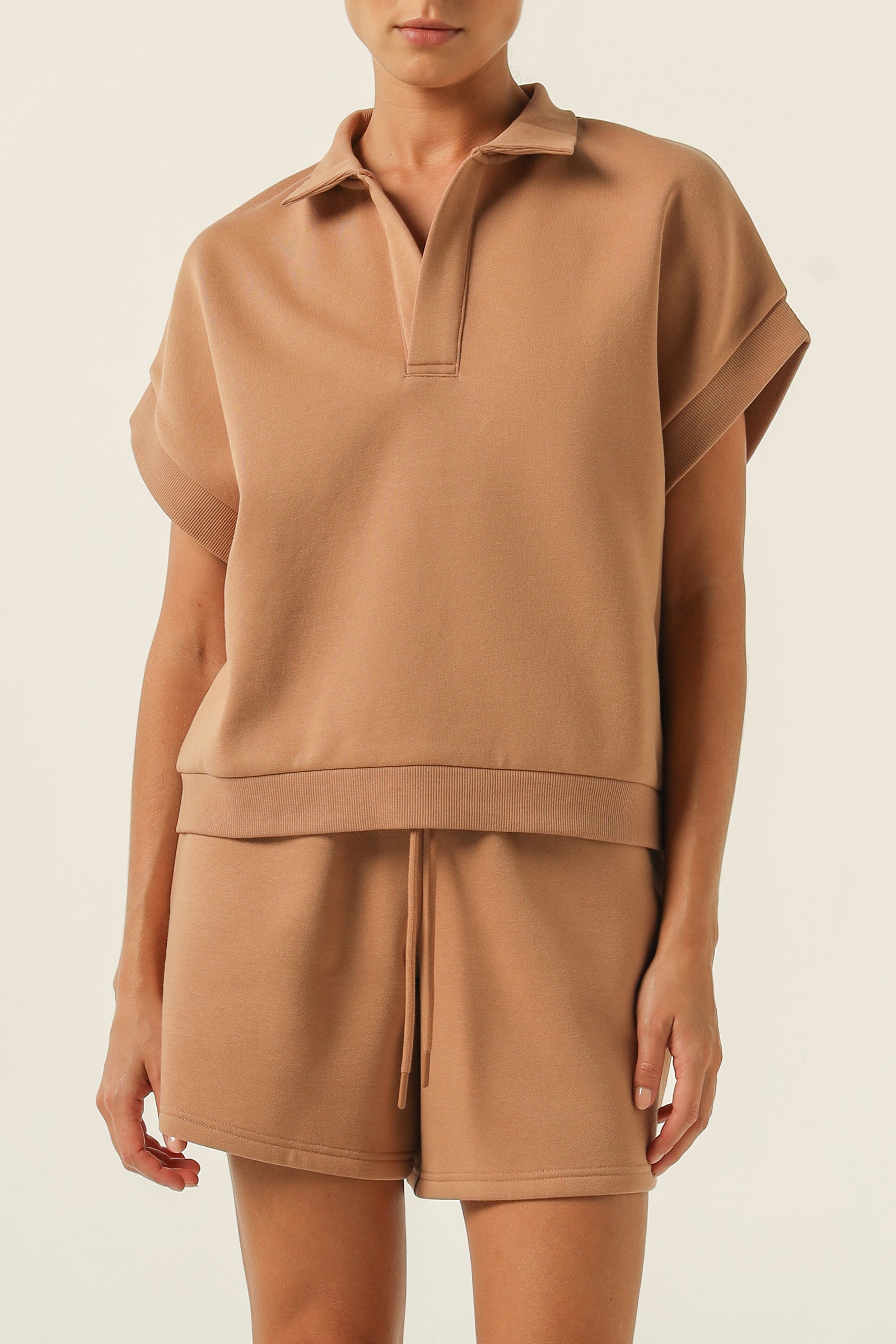 Nude Lucy Carter Rugby Vest in a Brown Coffee Colour