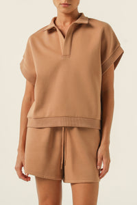 Nude Lucy Carter Rugby Vest in a Brown Coffee Colour