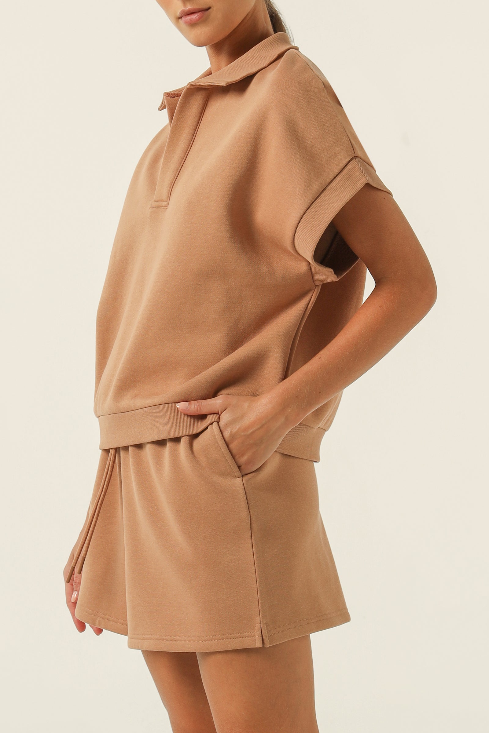Nude Lucy Carter Rugby Vest in a Brown Coffee Colour