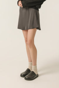 Nude Lucy Reese Cupro Mini Skirt in a Dark Grey In a Brown Coal Colour