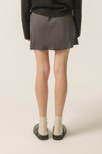 Nude Lucy Reese Cupro Mini Skirt in a Dark Grey In a Brown Coal Colour
