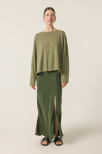 Nude Lucy Spence Organic Washed Tee In a Green Willow Colour