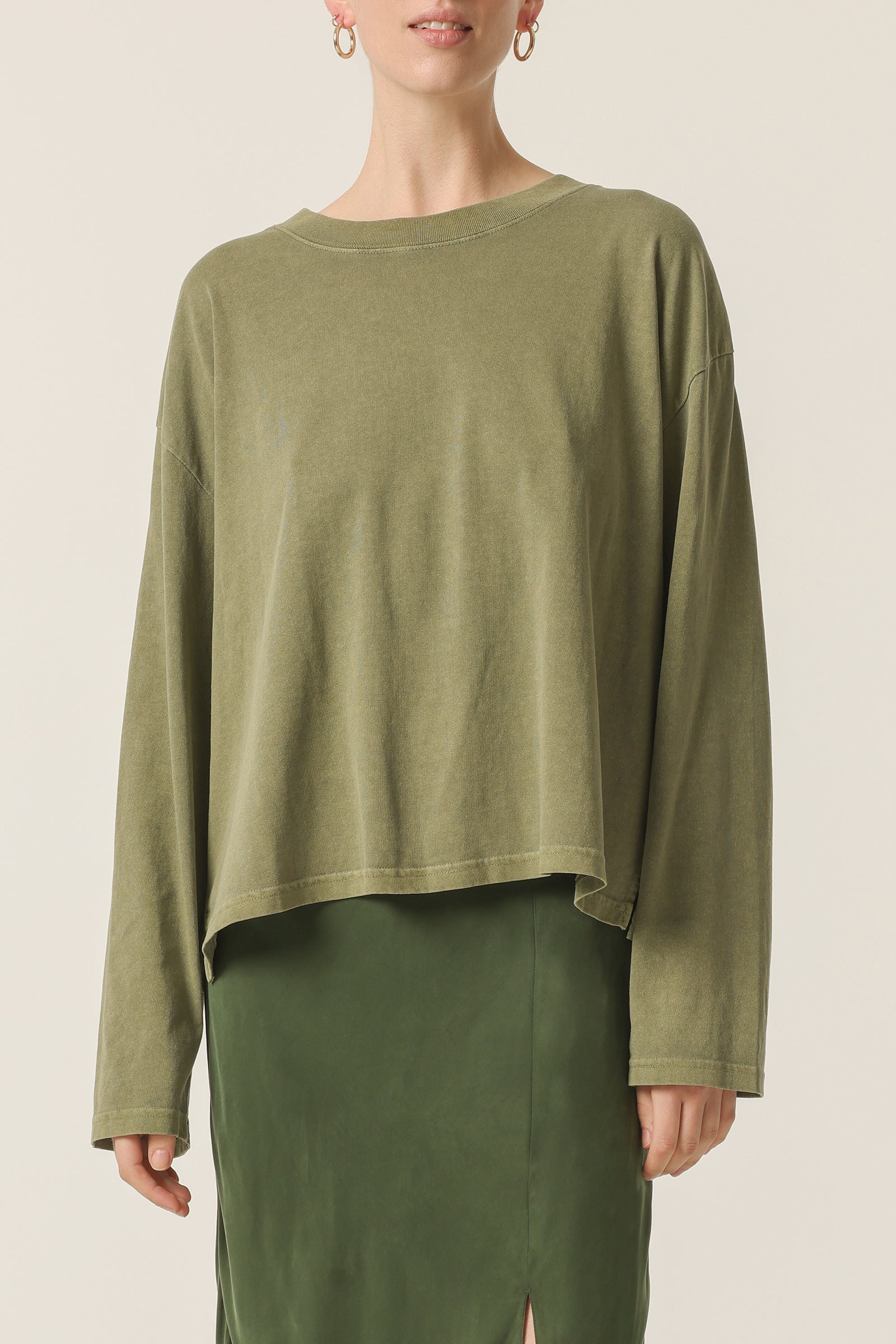 Nude Lucy Spence Organic Washed Tee In a Green Willow Colour