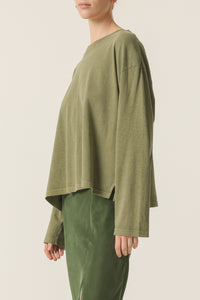 Nude Lucy Spence Organic Washed Tee In a Green Willow Colour